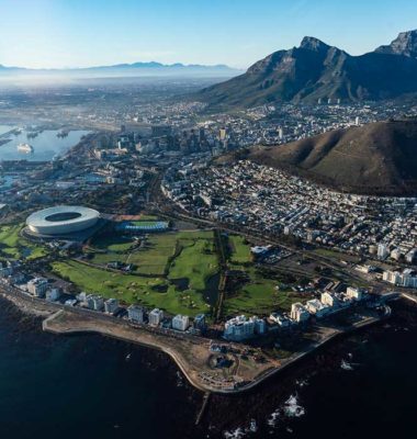 Kapstadt aus dem Helikopter Bild von Kapstadt aus einem Helikopter während einer Südafrika Safari Reise