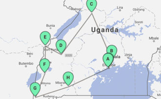 Karte der 18 tägige reise zu den letzten berggorillas
