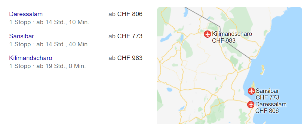 Kosten flüge von Hamburg nach Tansania