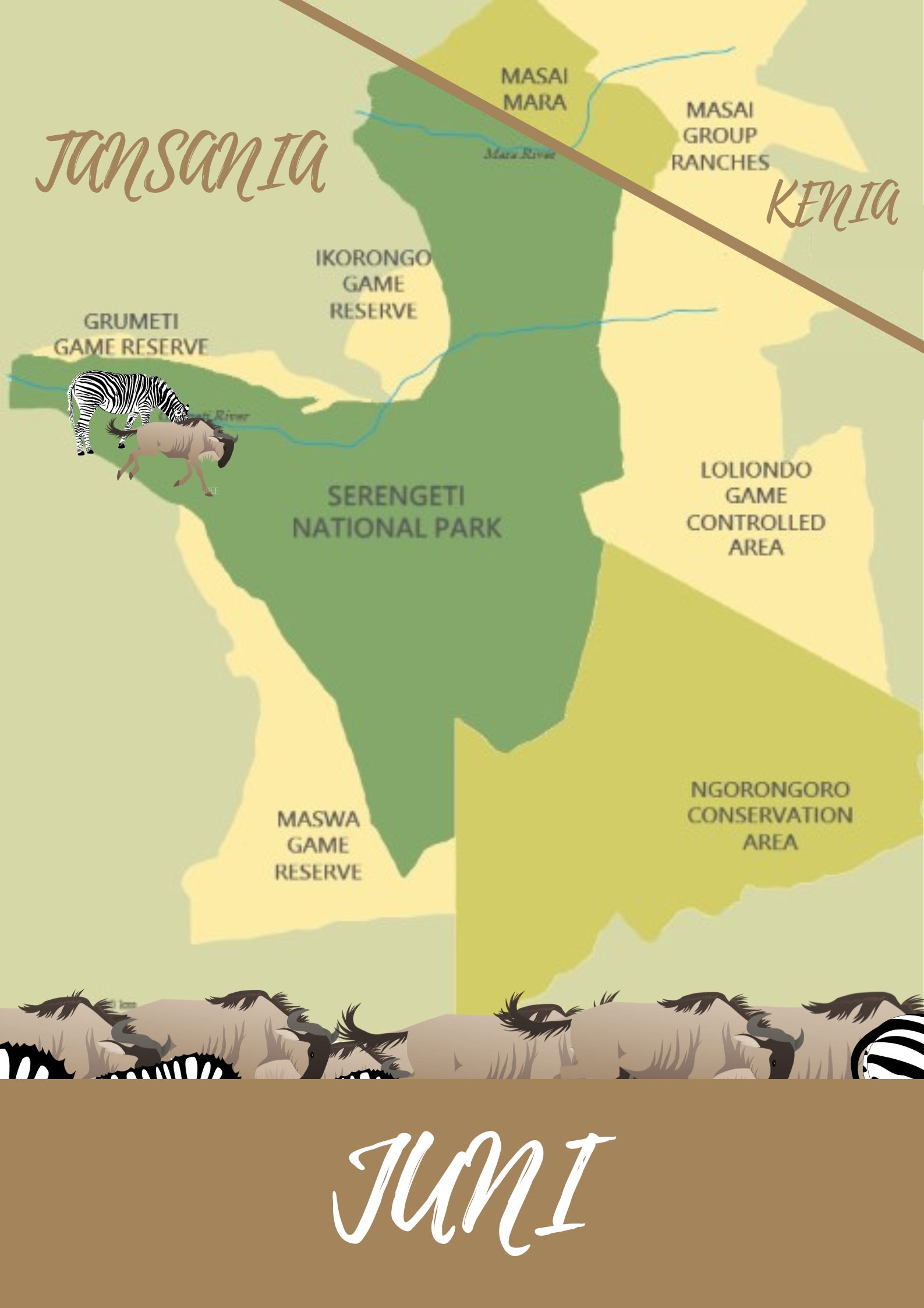 Serengeti Karte Tierwanderung im Juni